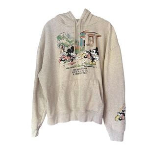 Disney Cream Hoodie with Mickey Mouse Label & Gold Thread Detail XXL